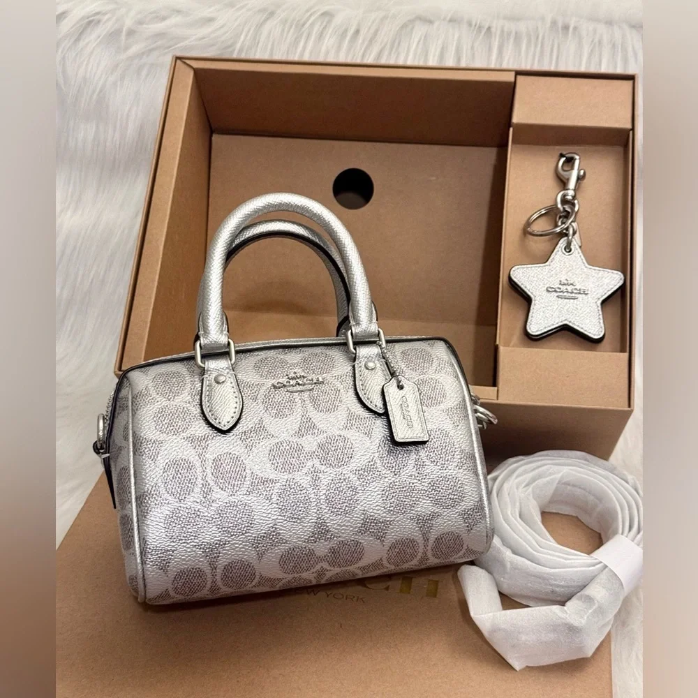 NWT Coach Boxed Mini Rowan Crossbody Bag And Mirror Bag Charm Set CX186 - Picture 11 of 14